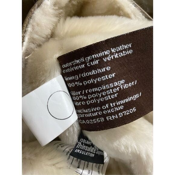 XL, Danier tan leather barn/chore coat with faux shearling interior. - Picture 14 of 16